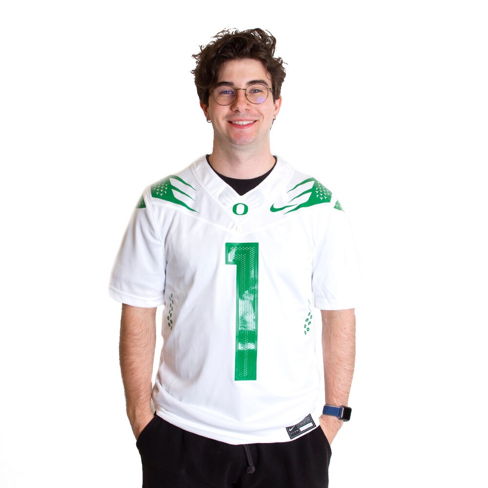 Classic Oregon O, Nike, White, Jerseys, Performance/Dri-FIT, Men, Football, Vapor, Game Day, #1, 504486